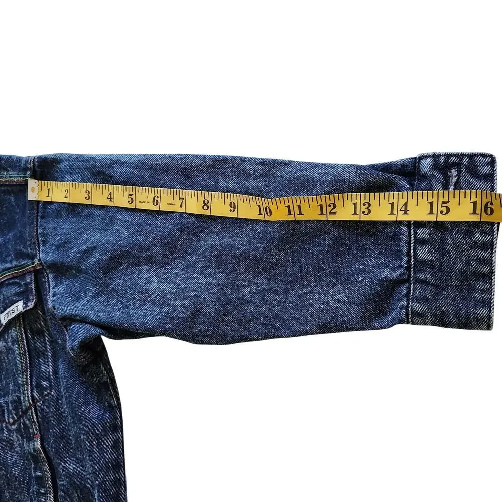 First Girls Heavy Denim Jacket with Colorful Stitching Size Medium